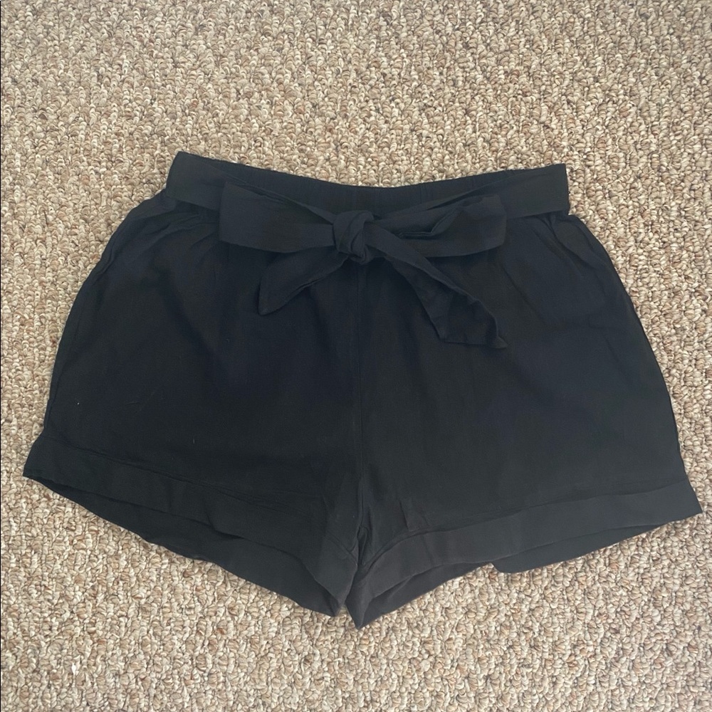 High Waisted, Black Shorts With Bow